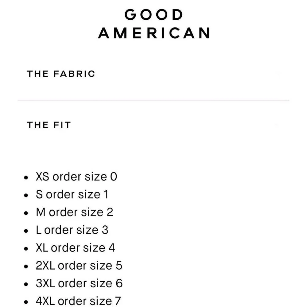Good American animal suit chart